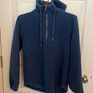 LOFT FUZZY Hooded Jacket, Small, Blue, Zip Up, EUC